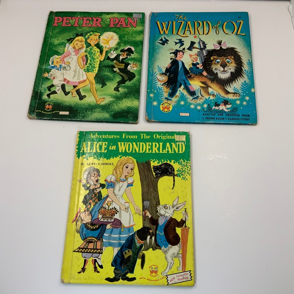 Vintage Wonder Books Lot‎ Peter Pan Wizard of Oz Alice in Wonderland 1950s 1970s